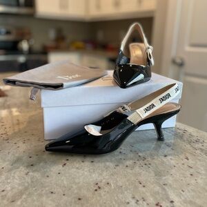 Christian Dior Black Patent Slingback Pumps